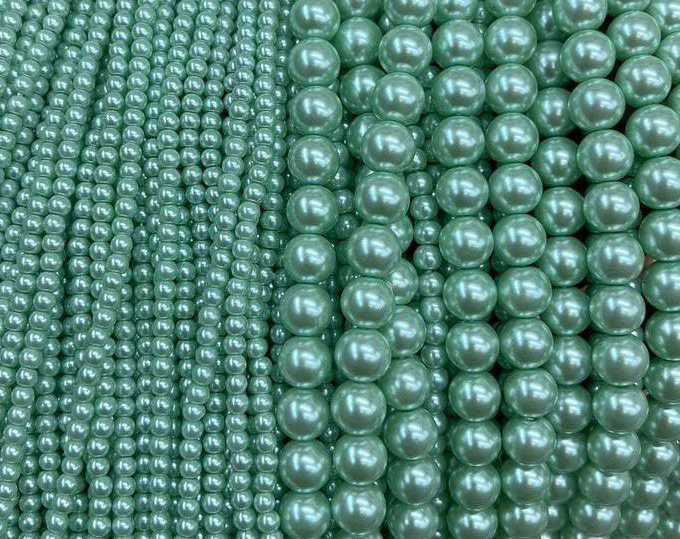 Бусины жемчуг Майорка цвет зеленый размеры 3мм 4мм 6мм 8мм